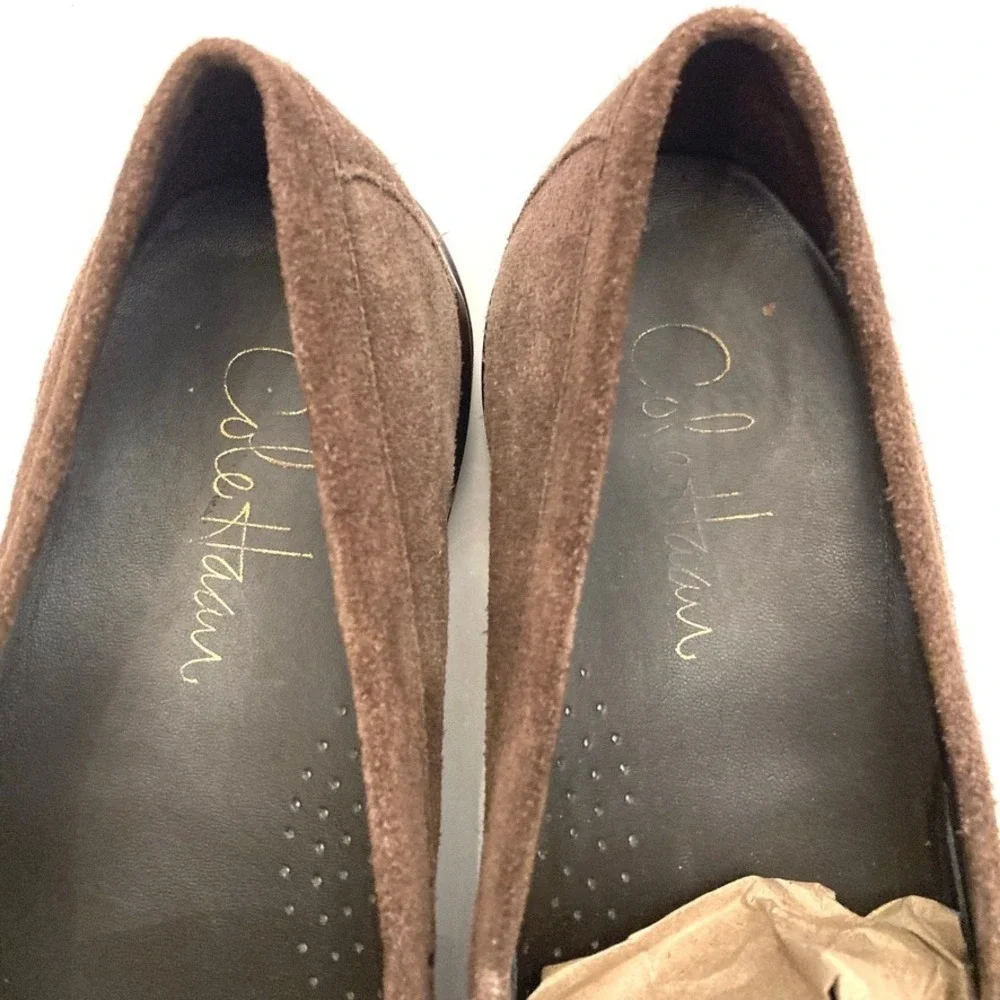 Cole Haan Erika Penny‎ Moc Loafers Chocolate Brown Suede Leather Womens 7B